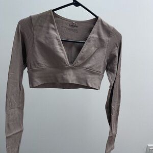 Gray Garage Long Sleeve Crop Top